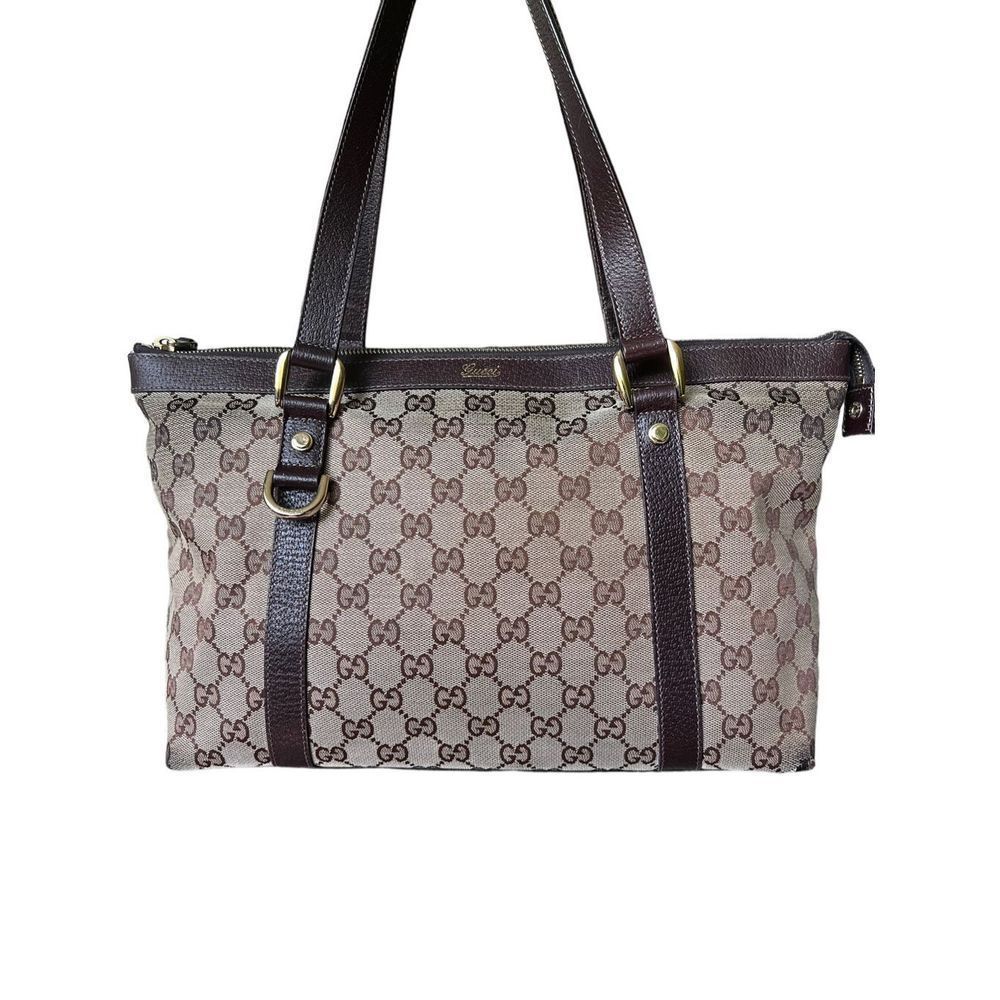 Gucci Authentic Abbey GG Monogram Logo Brown Canvas/Cloth Shoulder Tote